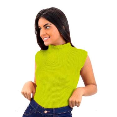 Imagem de Blusa Feminina Regata Tricot Top Gola Alta Social Elegante - Swiss Bou