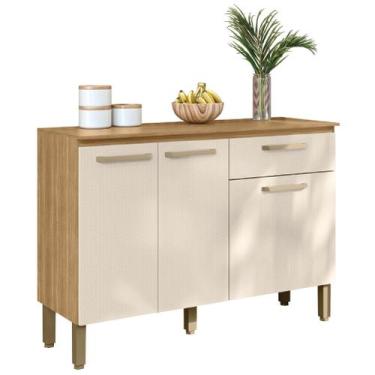 Imagem de Balcão de Cozinha 3 Portas e 1 Gaveta com Tampo 1,20m Versalhes Madeir