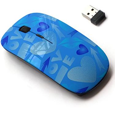 Imagem de Mouse sem fio 2,4 G com design de padrão fofo para todos os laptops e desktops com nano receptor - Design de pôsteres de cores azuis