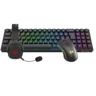 Imagem de Kit Gamer Redragon Sem Fio Wireless Bluetooh Teclado Mouse Headset RGB
