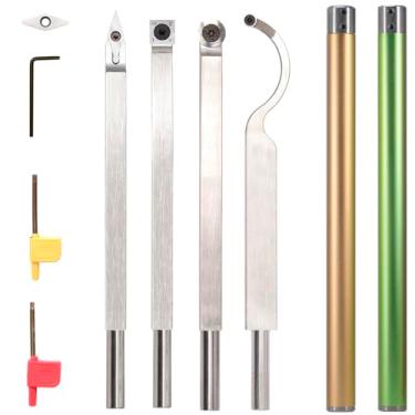 Imagem de Ferramentas de torneamento de madeira com ponta de carboneto DW-6 ferramentas de torno de madeira de carboneto de tamanho médio, 4 peças de acabamento mais áspero oco feito de aço inoxidável e 2 peças