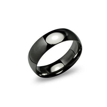 Imagem de SILVERLINE JEWELRY Aliança de casamento de aço inoxidável preta IP 6 mm ajuste confortável homens mulheres tamanhos 5-13, Metal