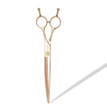 Imagem de SnipStar 7 polegadas tesouras de corte curvas para animais de estimação Tesouras de alta gama de ouro para cuidados de cães, dobra de 30 graus