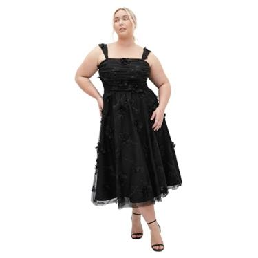 Imagem de City Chic Vestido feminino - Leilani 3D, Floral preto, 25 Plus Size