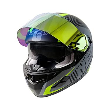 Imagem de NENKI Capacete Integral De Motocicleta Com Viseira Interna Fibra Vidro Leve Para Corrida Bicicleta Rua Homens E Mulheres Adultos, Aprovado Pela Dot, Dourado Proteção Solar (Verde Fluorescente, Médio