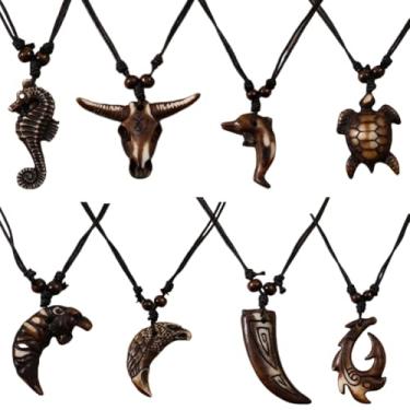 Imagem de KIFEDSLJ Colar com pingente de tartarugas marinhas esculpidas em osso artificial, tartarugas, chifre de águia, osso de peixe, cordão para mulheres e homens, tecido, Sem Pedra Preciosa
