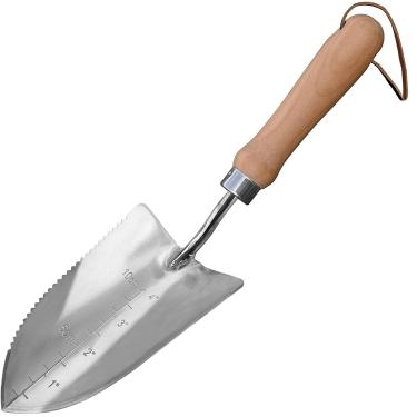 Imagem de GREBSTK Pás serrilhadas de jardinagem transplantador de aço inoxidável espátula de jardim marcador de profundidade pá ferramenta de remoção de ervas daninhas