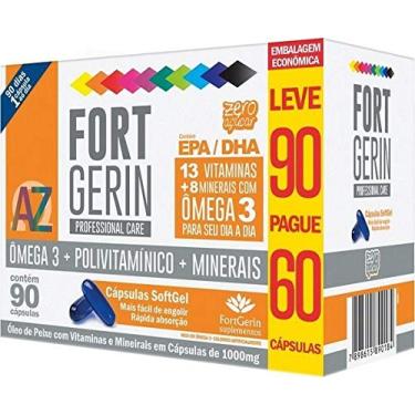 Imagem de Fortgerin AZ + Ômega Leve 90 Pague (60 Cápsulas) - Composto por mais de 20 nutrientes importantes para o bom funcionamento do organismo que agem como coenzimas e antioxidantes