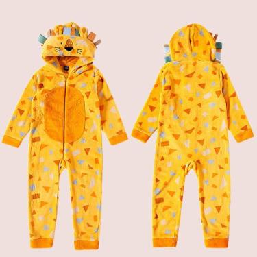 Imagem de Pijama Tiptop Criança Peludinho Bichinho Inverno Com Capuz, Amarelo, 3