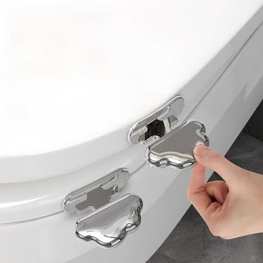 Imagem de werdecade 2 peças elevador de tampa de assento de vaso sanitário autoadesivo ABS bonito nuvens suporte de assento de vaso sanitário elevador para tampa de vaso sanitário, gavetas, banheiro, decoração