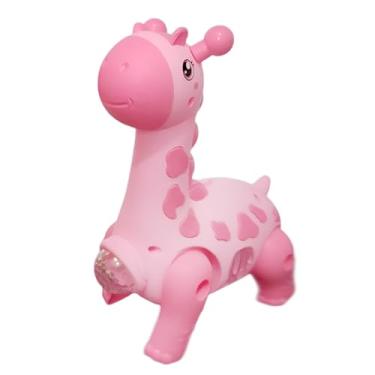 Imagem de Girafa Dançante Interativa com Som e Luz, Rosa, 16x12x6,5cm, Brinquedo Musical para Crianças