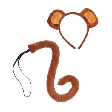 Imagem de UxicRuya Orelhas de macacos e touca de conjunto de cauda para decoração de desempenho em estágio de máscaras