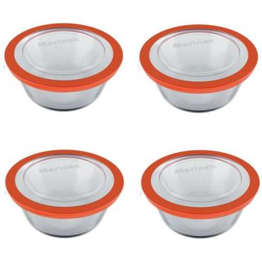 Imagem de Kit 4 Tigelas Marinex Refratário Redondo Vidro C/ Tampa 2,4L - Nadir F