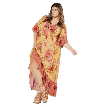 Imagem de City Chic Vestido feminino plus size Venice, Girassol, 52