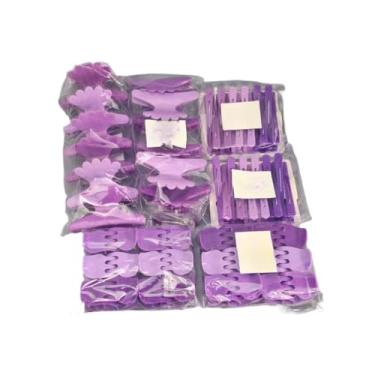 Imagem de kit 60 acessórios de piranha bico de pato presilha salão tridente prendedor de cabelo (Roxo)