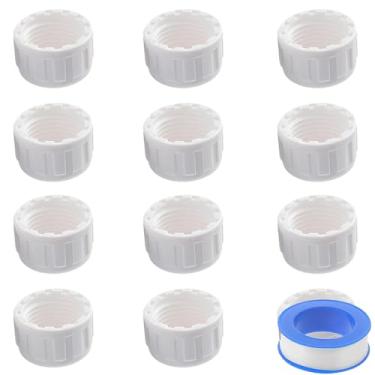 Imagem de 12 peças de acessórios de tubulação de tampa de acoplamento de PVC branco adaptador de plugue de extremidade de tubo de PVC SCH40 adequado para tubos ou conexões de rosca fêmea de 1,9 cm