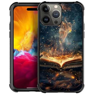Imagem de CARLOCA Capa compatível com iPhone 15 Pro Max, livro de imagens, estampa de chama mágica, design moderno para meninas, à prova de choque, antiarranhões, capa traseira rígida de policarbonato para