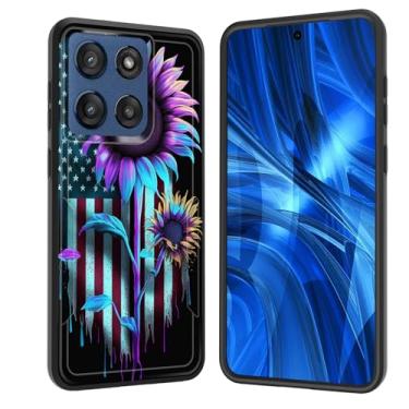 Imagem de JHYYTUJTYP Capa para Moto Edge 2025, [Teste de queda de grau militar] Capa protetora resistente à prova de choque resistente para Motorola Moto Edge 2025, bandeira americana girassol