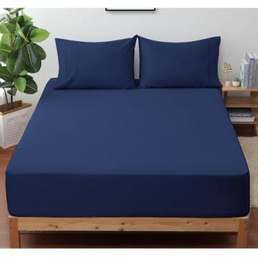 Imagem de Shunjie.Home Lençol De Cetim Com Elástico, Tamanho Solteiro, 100% Algodão Egípcio, 400 Fios, Bolso Fundo Para Colchão 15", Roupa Cama Luxuosamente Macia, Durável E Respirável, Máximo Conforto