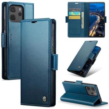 Imagem de Capa Carteira Com Compartimentos para Cartão de Crédito, Dinheiro, Documentos com Fechamento Magnético para o Redmi Note 14 Pro Plus 5G - Cor: Azul