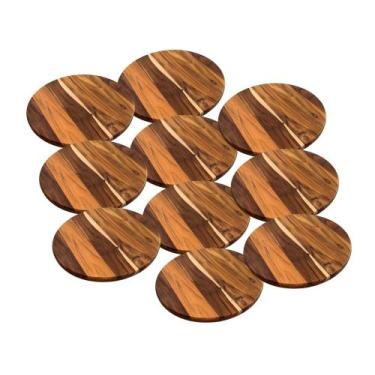 Imagem de Kit 10 Tábuas 50Cm De Madeira Teca Para Cortar E Servir Pizza - Brasa 