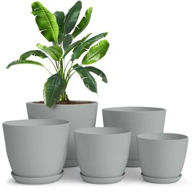 Imagem de Utopia Home - Vasos de plantas para ambientes internos com drenagem – 7/6,6/6/5,3/4,8 polegadas vasos de flores para plantas internas – Pacote com 5 plantadores de plástico para plantas de interior,