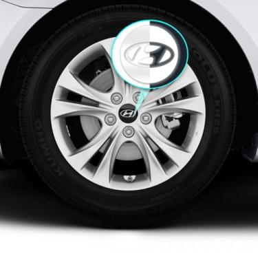 Imagem de IPG Decalque feito para Hyundai 2011-23 Sonata/Azera/Santa Fe (decalque de 5,5 cm - tampa central de 5,9 cm) fora do logotipo adesivos externos (4 unidades) (Série reflexiva - branco)