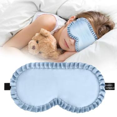 Imagem de Máscara de dormir infantil, máscara para os olhos 100% seda de amoreira verdadeira, máscara de dormir para crianças com faixa elástica ajustável, capa de olho macia e com bloqueio de luz presente para