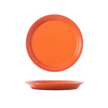 Imagem de Prato de bife de cerâmica de cor sólida burro prato de frutas redondo criativo - prato de 23 cm - laranja