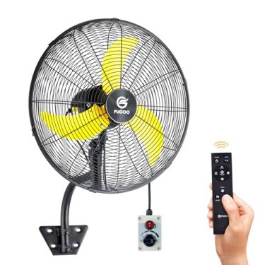 Imagem de FUGOO Ventilador oscilante de montagem na parede com controle remoto silencioso de 50 cm, motor BLDC totalmente selado, ventilador externo impermeável de 4 velocidades com controle remoto