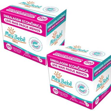 Imagem de Kit 2 Caixas de Lenços Umedecidos Meu Bebe Utra 1000 Lenços Hipoalerge