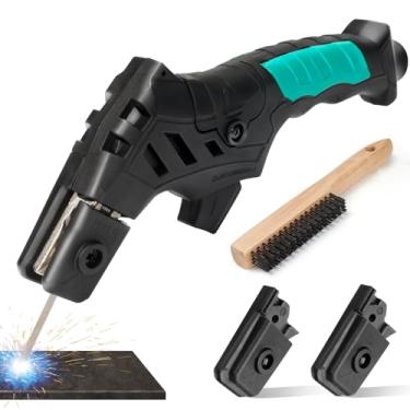 Imagem de Suporte de eletrodo de soldagem 600A com alça ergonômica, carregamento de haste de um dedo, braçadeira autotravante, ângulos ajustáveis de 90° 135° 170°, estrutura resistente ao calor, inclui escova
