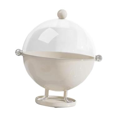 Imagem de IEUDNS Fruteira com tampa, suporte decorativo, pedestal, cesta, armazenamento de alimentos, tigela para casa, escritório, sobremesa, mesa, Branco