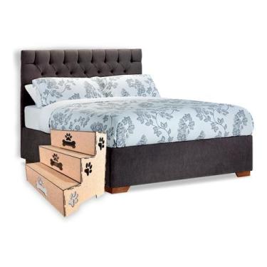 Imagem de Escada Madeira 3 Degraus Para Pet 45cm Mdf Cachorro E Gato PATINHAS - 
