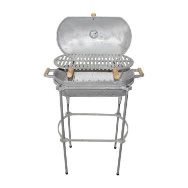 Imagem de Churrasqueira Alumínio Fundido a Bafo Prata Pé e Suporte