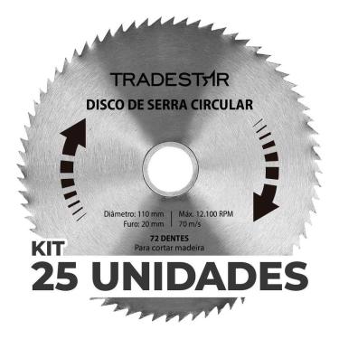 Imagem de Kit 25 Discos Serra Circular Madeira 72 D 110X20Mm Makita
