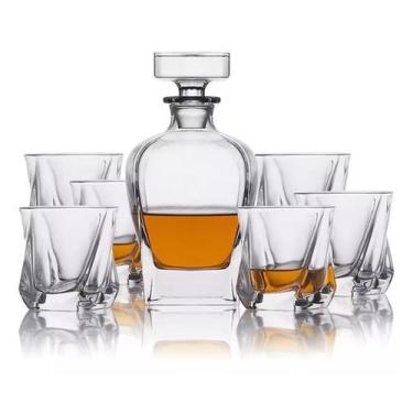 Imagem de Garrafa Decanter Vidro Whisky Licor 700Ml + 6 Copos Luxo - Vacheron