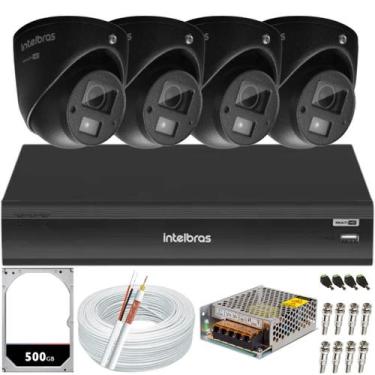 Imagem de Kit Intelbras 4 câmeras 3220D mini black áudio Full Hd Dvr 08 canais H