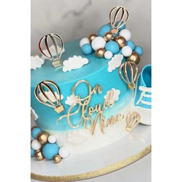 Imagem de Topo de bolo de acrílico On Cloud Nine, Cheers to 9 Years, In My 9th Birthday Era para decorações de festa de chá de bebê, decorações de festa feliz 9º aniversário