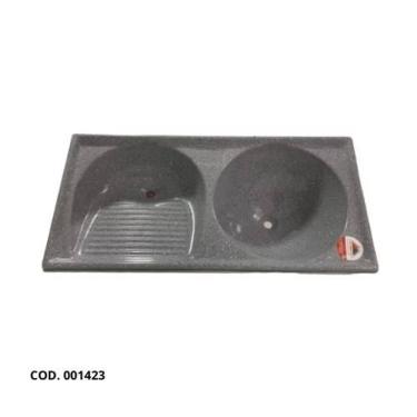 Imagem de Tanque Duplo de Fibra 100 x 50cm Cinza Granitado - FortMármore