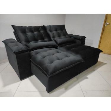 Imagem de Sofá Retrátil e Reclinável 2,30m em Tecido Veludo com Pillow nos Braços e Assentos - Com Molas Ensacadas Bonel/D33