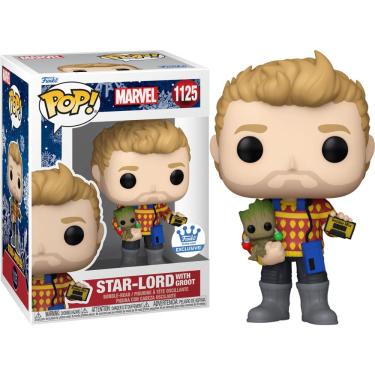 Imagem de Funko Pop Marvel 1125 Star Lord with Groot Holiday Exclusive