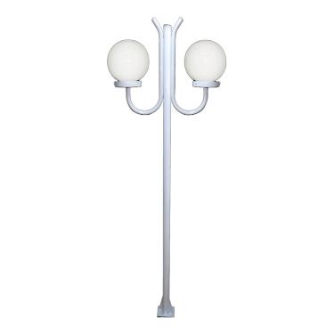 Imagem de Poste Luminária Globo G Duplo Braço Curvo Cima Branco 200cm