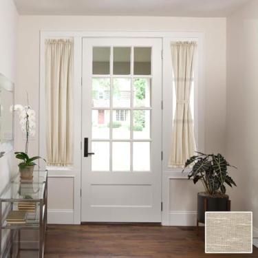 Imagem de H.VERSAILTEX Cortinas francesas de linho, semitransparentes, com redução de luz, portas de privacidade, capa de janela com amarração | Bolso para varão 1 painel para portas de vidro da sala de estar