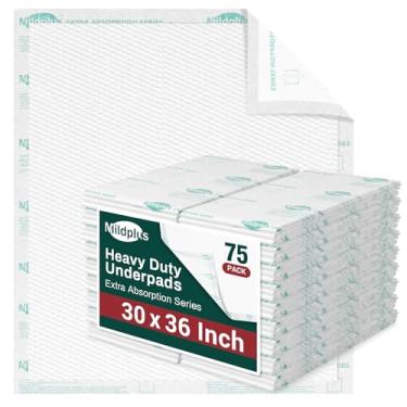 Imagem de MILDPLUS Protetores De Cama Resistentes 30" X 36", 75 Unidades, Ultra Absorventes 10 Vezes Mais, Descartáveis A Rasgos Com Revestimento Tecido Resistente Para Adultos E Idosos