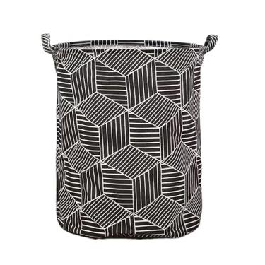 Imagem de Cesto Organizador Multiuso Dobrável–Impermeável, Compacto e Resistente – Ideal para Roupa Suja, (Losango Preto)