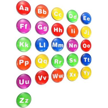 Imagem de Tellegloww Letras magnéticas grandes do alfabeto, 26 peças de ímãs de vidro colorido ABC Ímãs de geladeira para agenda de geladeira, quadro branco apagável a seco e atividades educativas (cor