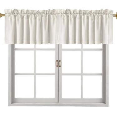 Imagem de Cortina blackout de poliéster com 2/4 painéis, sanefa, bolso para varão, tratamento de janela para sala de estar, café, banheiro, lavanderia (branco, 2)