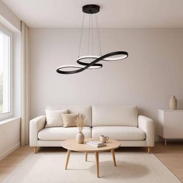 Imagem de Lustre Pendente Moderno modelo Infinito Luz Led com 3 cores de luz e c