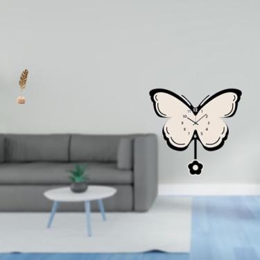 Imagem de Fenteer Relógio de Parede de Metal com Escultura de Borboleta E Folha, Ornamento Criativo Nórdico Abstrato para Mesa, Festa, Escritório, Sala de Jantar, Quart